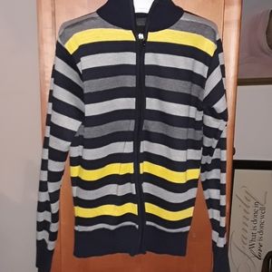 Grey and blue striped men's sweater slim fit